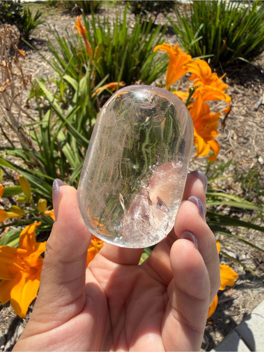 Natural Pakistan Himalayan Clear Quartz Palm Stone, Worry Stone,A570